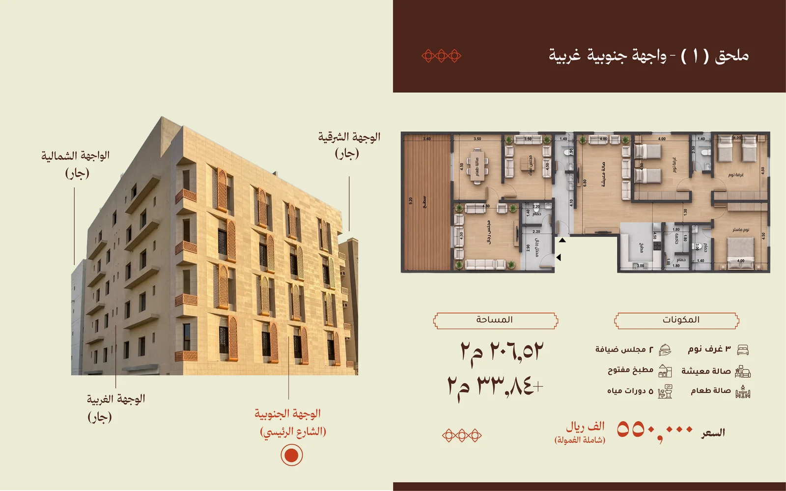 مخطط نموذج ملحق — 207 م²
