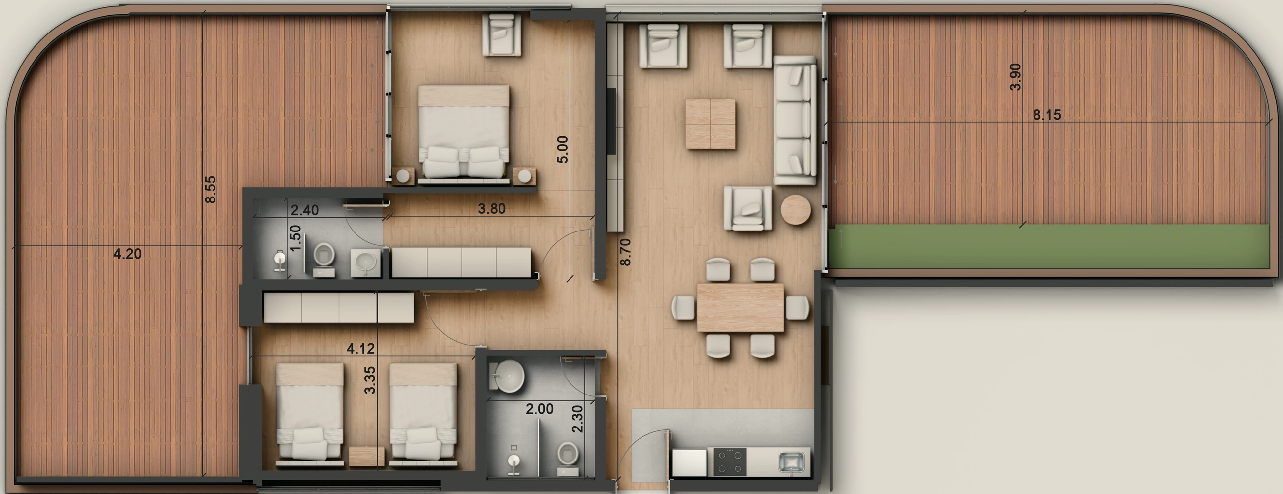 صورة وحدة A1-4 — Penthouse Suite — جناح بنتهاوس