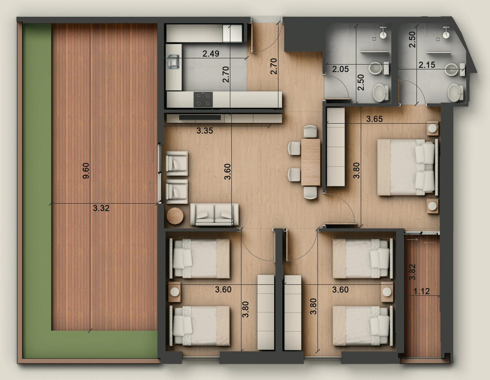 صورة وحدة D1-4 — Penthouse Suite — جناح بنتهاوس