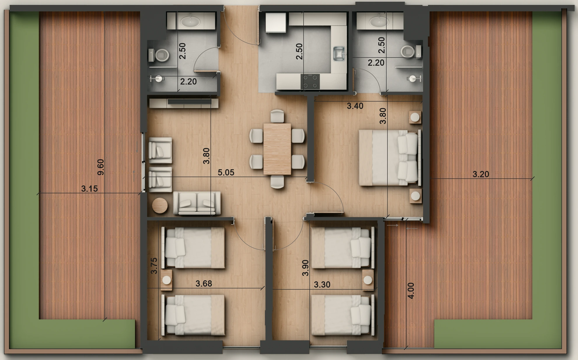 صورة وحدة D2-4 — Penthouse Suite — جناح بنتهاوس