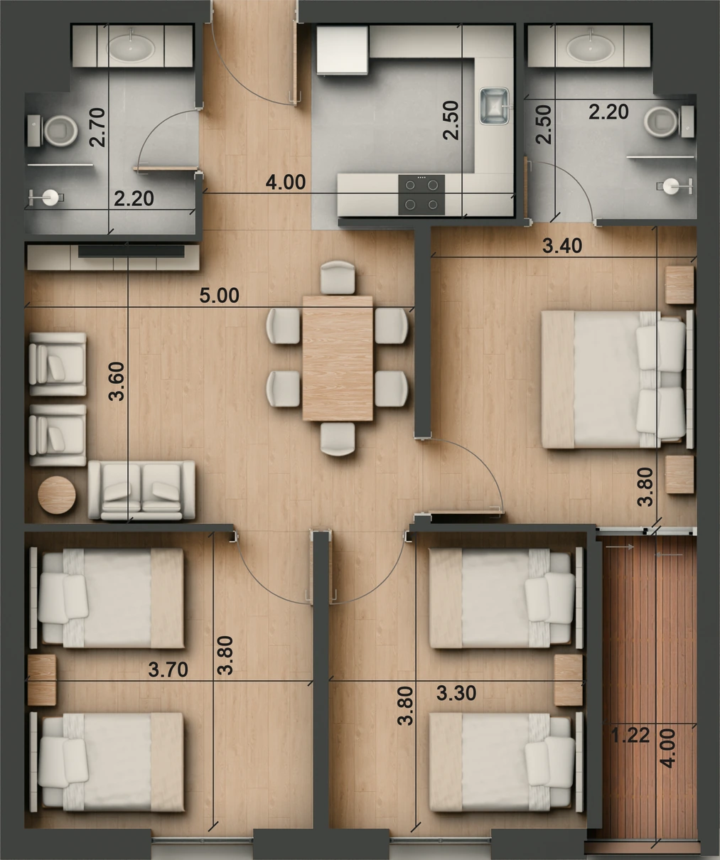 صورة وحدة D4 — Family Suite — جناح عائلي