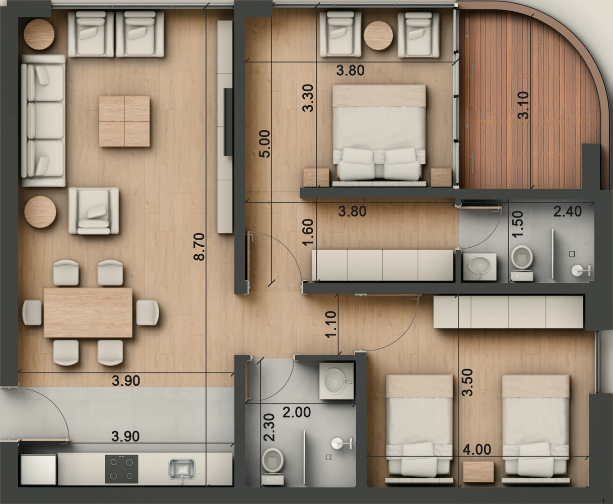 صورة وحدة E1 — Family Suite — جناح عائلي
