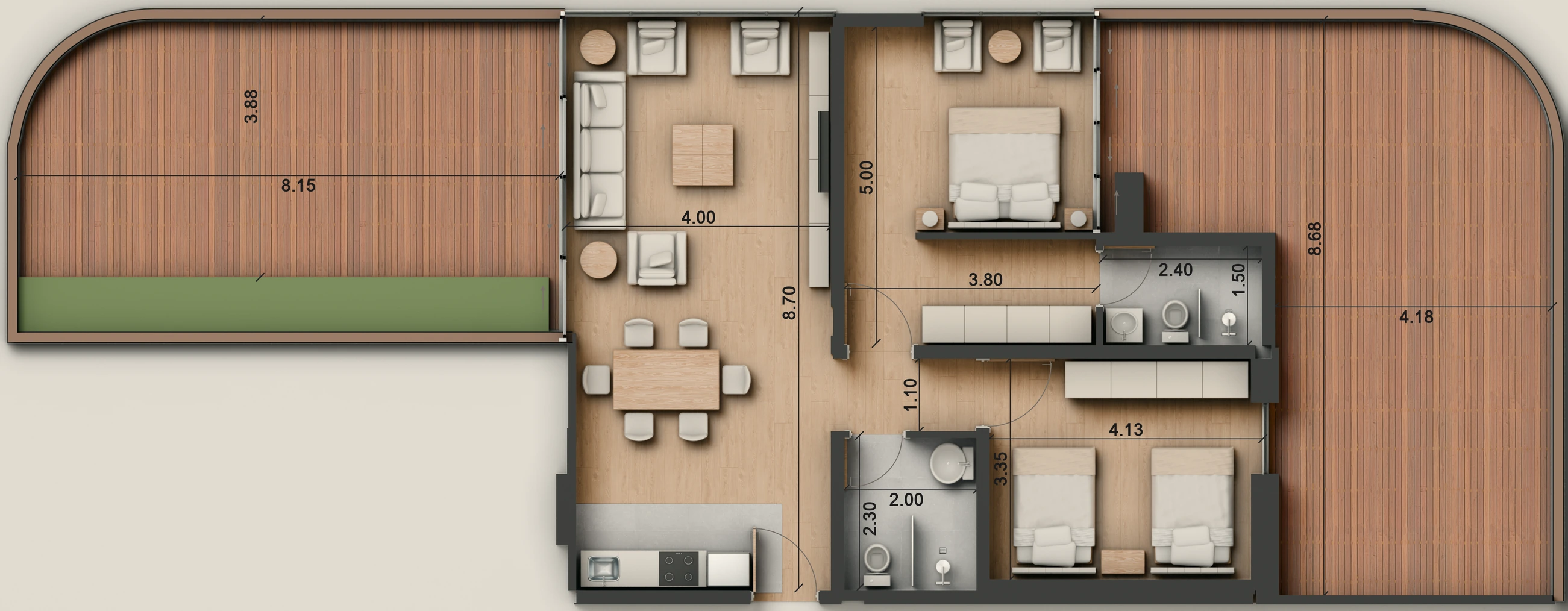 صورة وحدة E1-4 — Penthouse Suite — جناح بنتهاوس