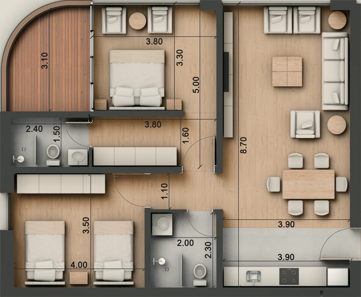 صورة وحدة E2 — Family Suite — جناح عائلي
