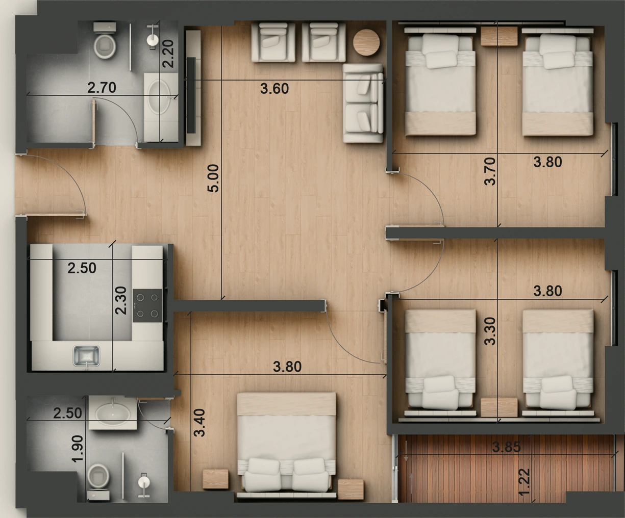 صورة وحدة F1 — Family Suite — جناح عائلي