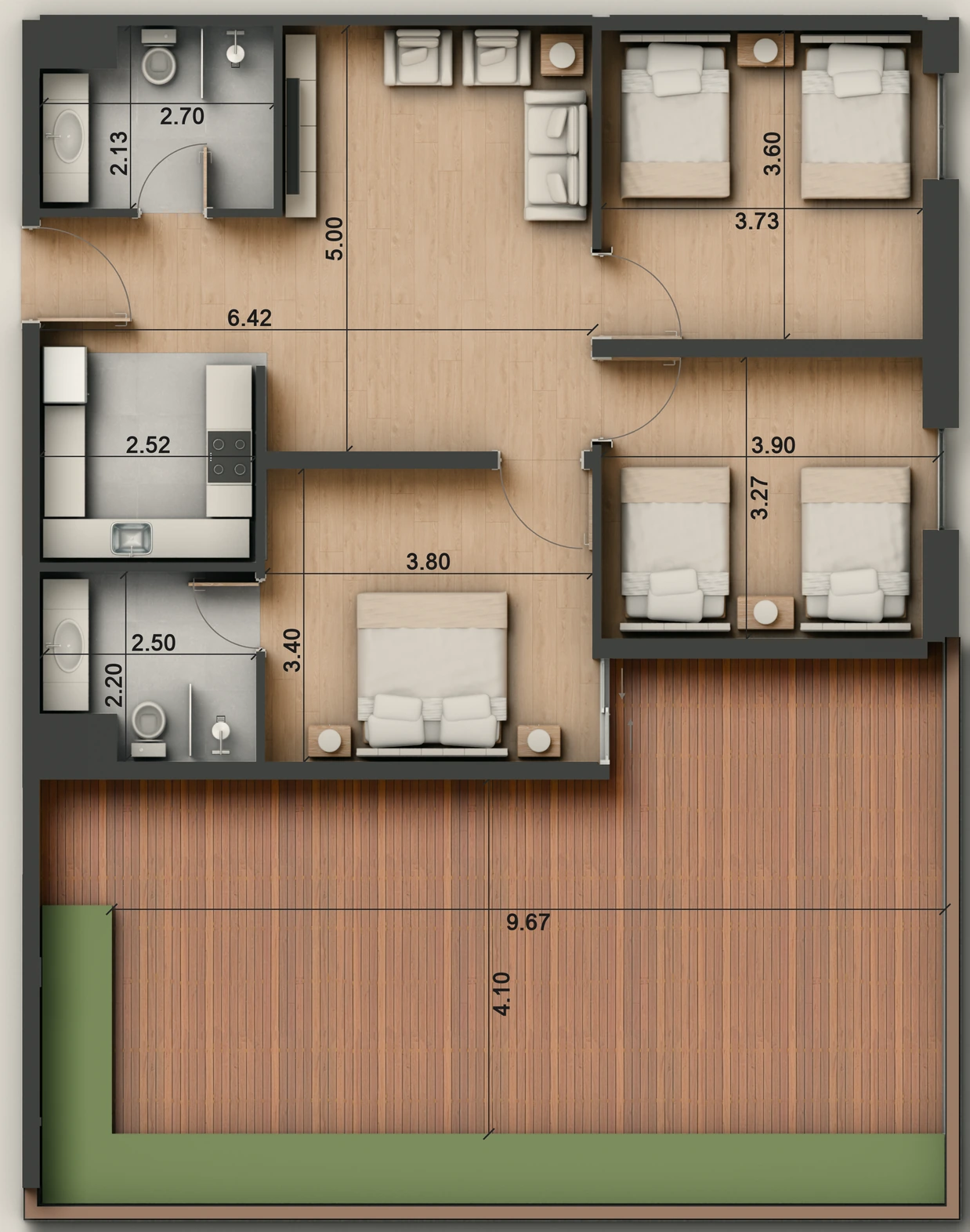 صورة وحدة F1-4 — Penthouse Suite — جناح بنتهاوس