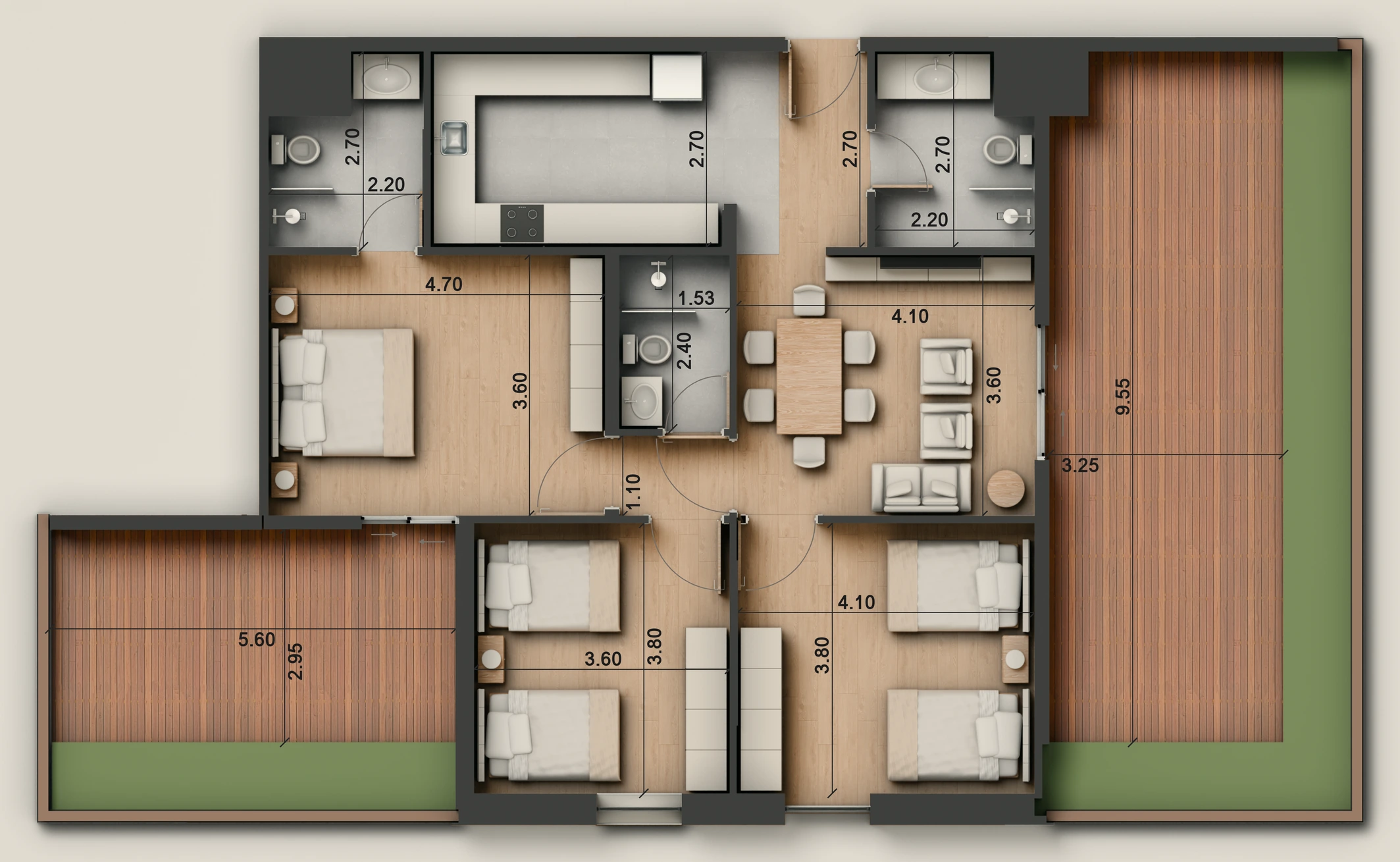 صورة وحدة G1-4 — Penthouse Suite — جناح بنتهاوس