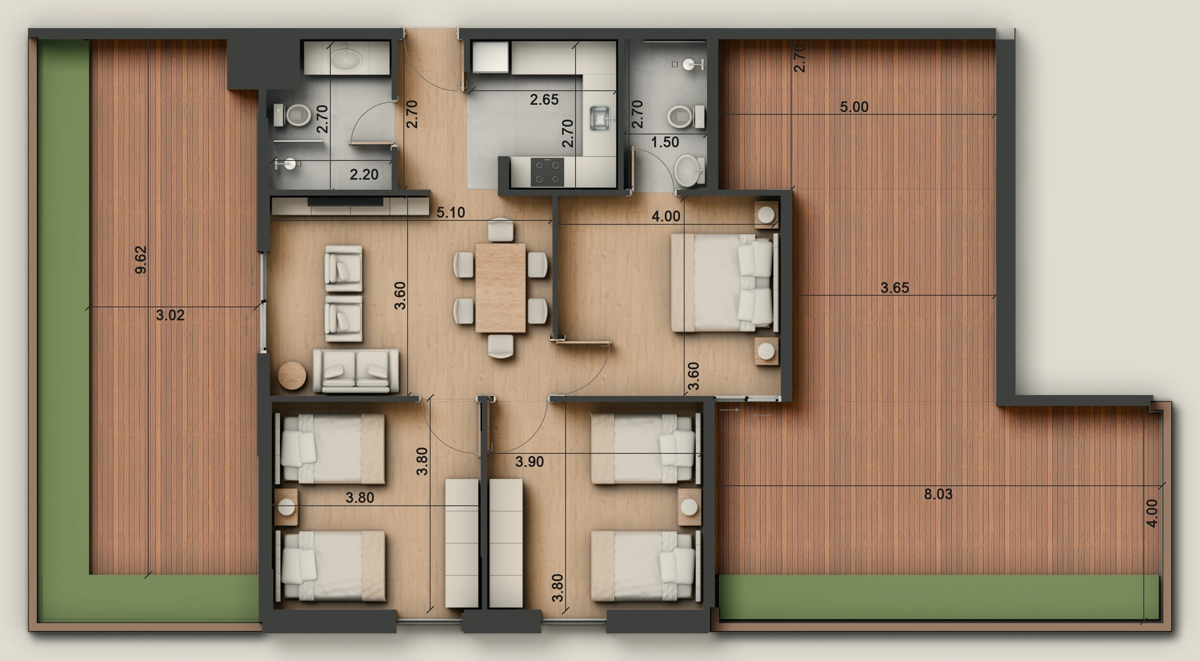 صورة وحدة H1-4 — Penthouse Suite — جناح بنتهاوس